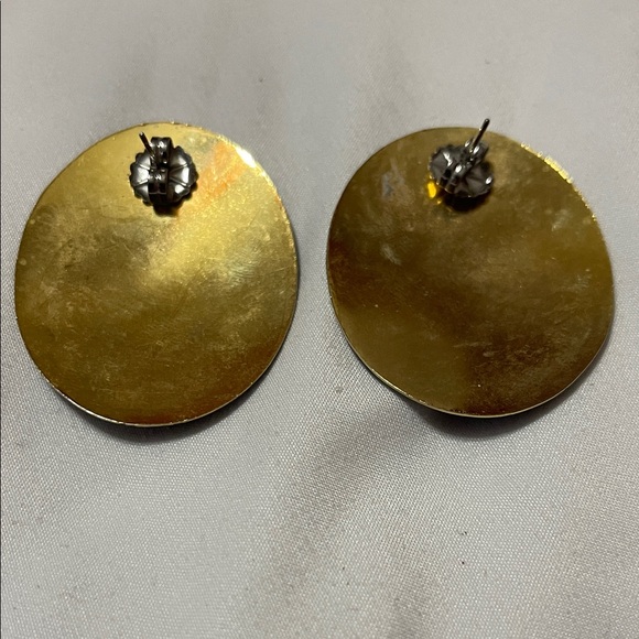 Black Marbled Oval Statement Stud Earrings - Picture 5 of 8